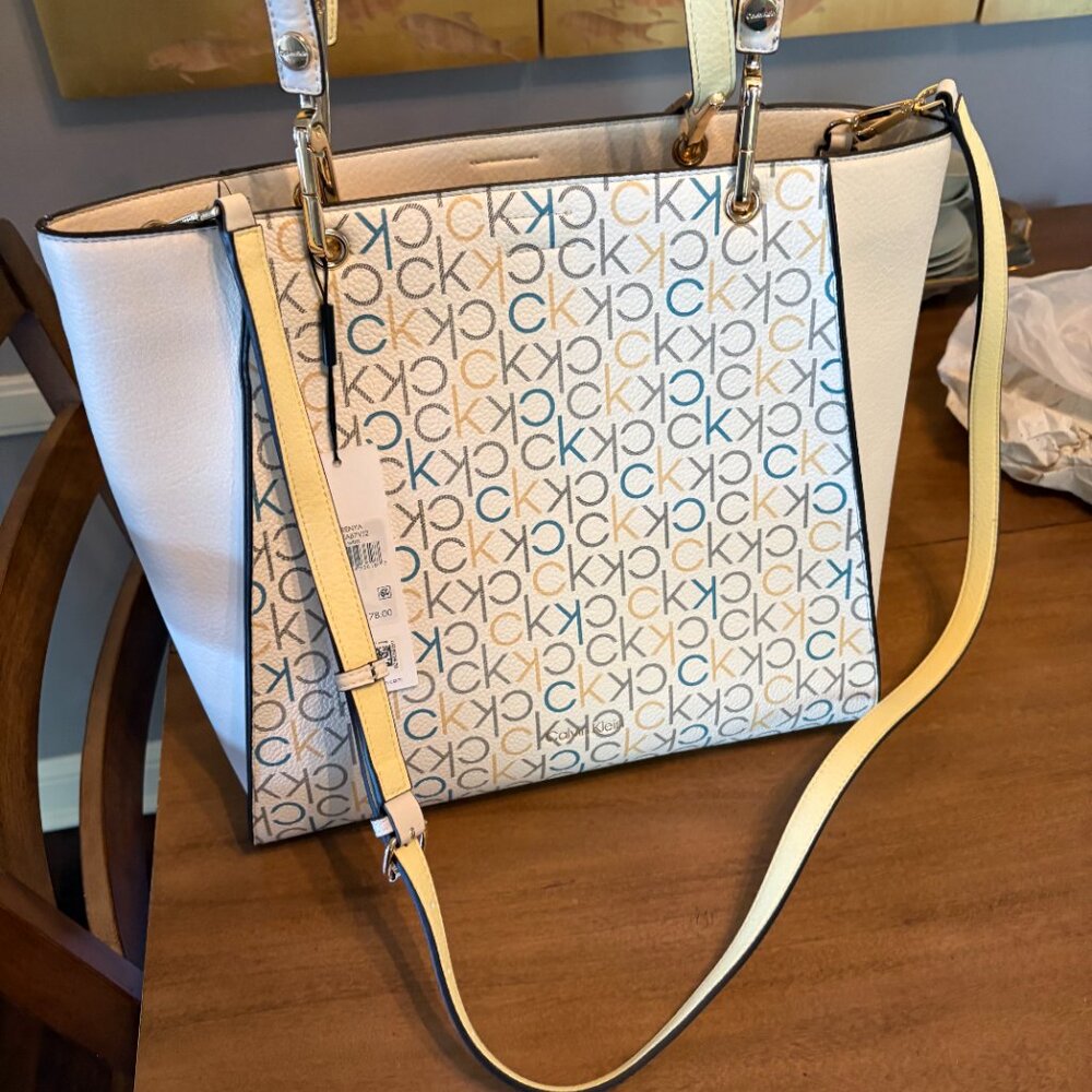 NWT Calvin Klein Renya Two-Toned Handle Tote/Shoulder Bag. - Picture 7 of 12